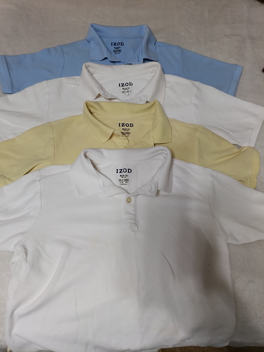 IZOD Polo Shirt Boy's Size 10/12 Bundle - White, Yellow, Light Blue